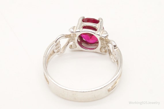 Vintage Ruby Sterling Silver Ring - Size 9.75 - image 7