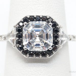 Anillo vintage de plata de ley con ónix negro y circonita cúbica - Talla 6