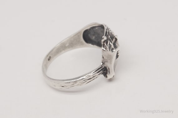 Vintage Equestrian Horse Silver Ring - Size 7.75 - image 7