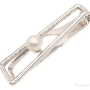 Agrafe vintage rare et authentique en argent perlé de designer Mikimoto