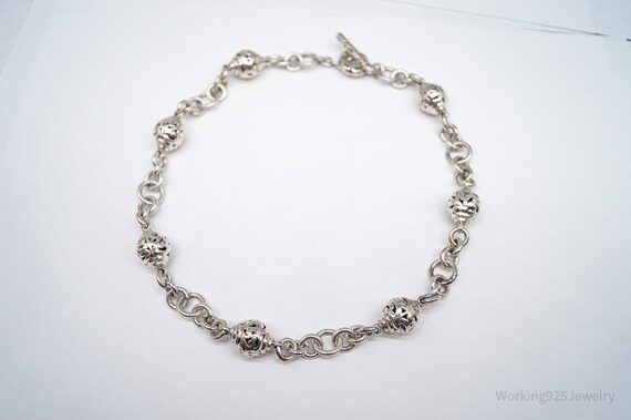 Vintage Scroll Swirl Pattern Silver Toggle Neckla… - image 5