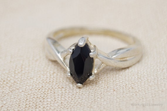 Vintage Avon Black Onyx Sterling Silver Ring - Si… - image 3