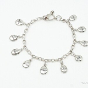 Vintage Inspiring Words Sterling Silver Charms Bracelet