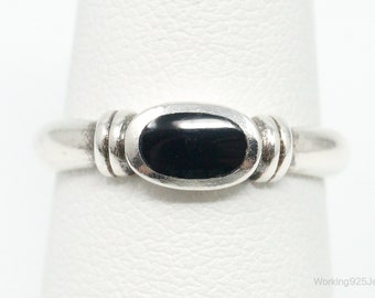 Vintage Modern Black Onyx Sterling Silver Ring - Size 7