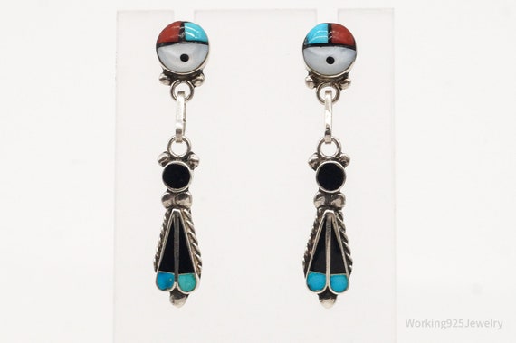 Vintage Native American Zuni Multi Gemstone Silve… - image 6