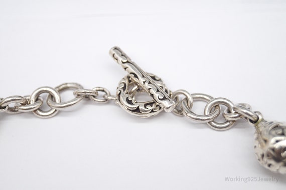 Vintage Scroll Swirl Pattern Silver Toggle Neckla… - image 7