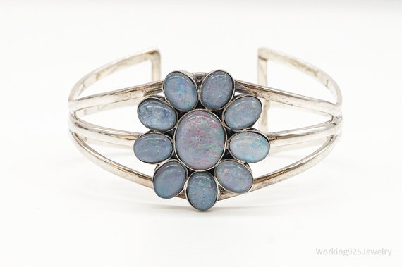 Vintage Native American Opal Flower Sterling Silv… - image 3