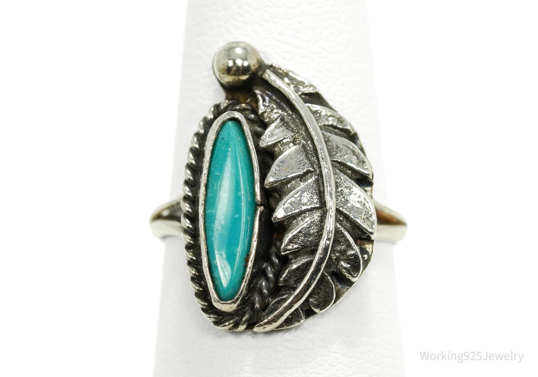 Vintage Native American Turquoise Unsigned Silver Ring - Size 6 - Etsy