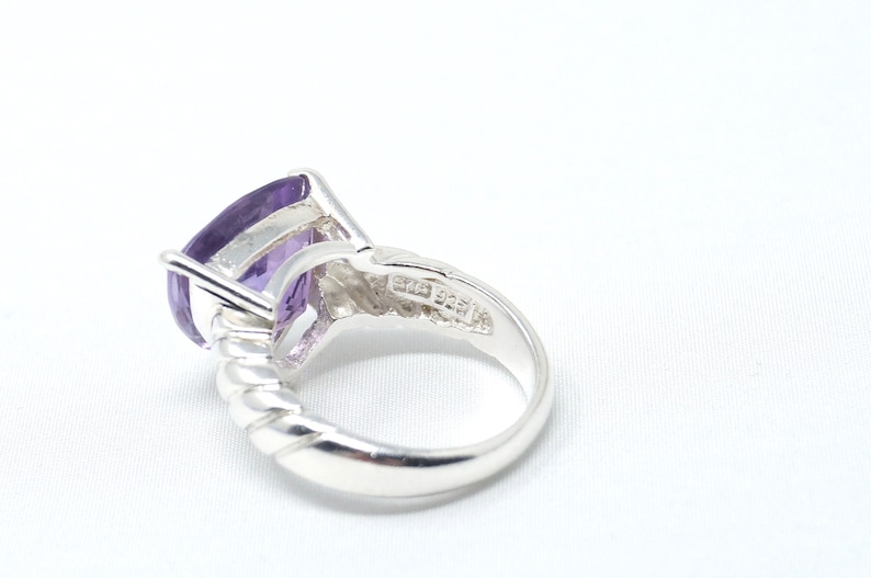Stunning Vintage Large Purple Amethyst Cable Cord Statement Ring Sterling Silver Size 8-777550009