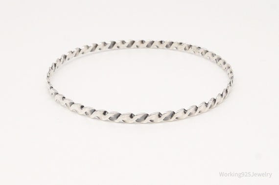 Antique Twist Sterling Silver Bangle Stack Stacke… - image 2