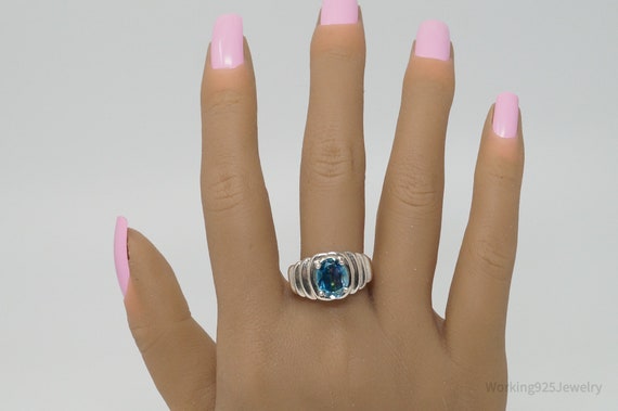 Vintage Art Deco Blue Topaz Sterling Silver Ring … - image 8