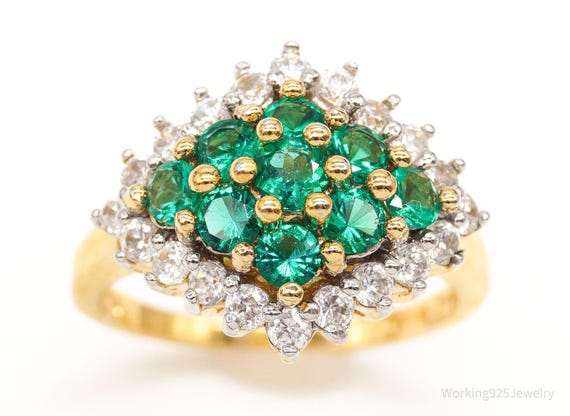 Designer UTC Lab Emerald Cubic Zirconia Gold Verm… - image 1