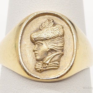 RARE Vintage AVON HGE 18K Victorian Woman Sterling Silver Ring - Size 6