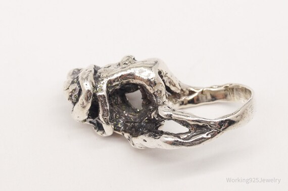 Vintage Lovers Brutalist Style Sterling Silver Ri… - image 4