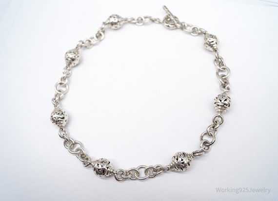 Vintage Scroll Swirl Pattern Silver Toggle Neckla… - image 3