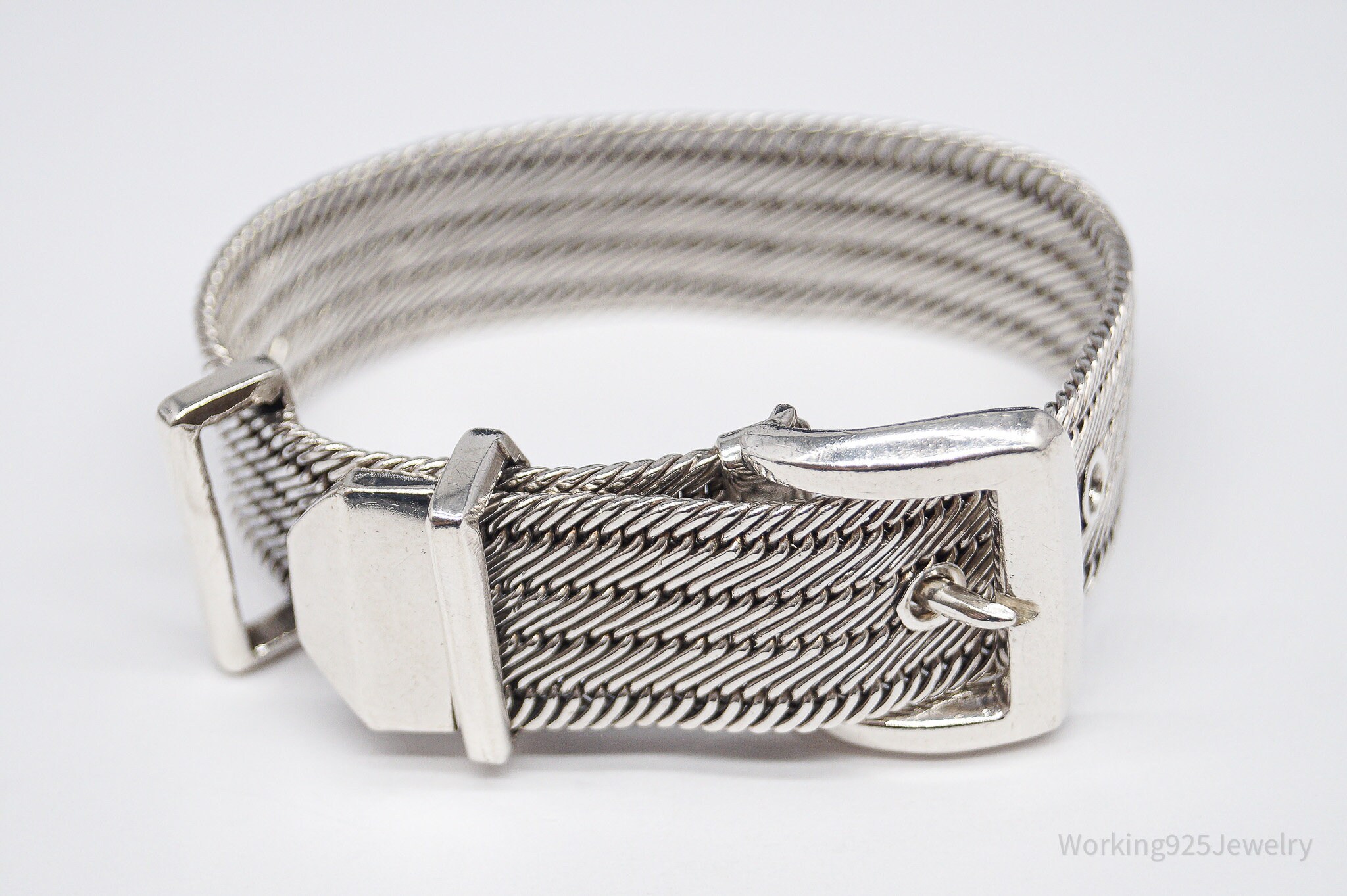 Vintage Designer Lois Hill Buckle Sterling Silver Bracelet - 6 3/8