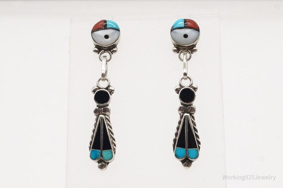 Vintage Native American Zuni Multi Gemstone Silve… - image 4