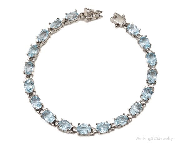 Vintage Blue Topaz Sterling Silver Bracelet - image 2