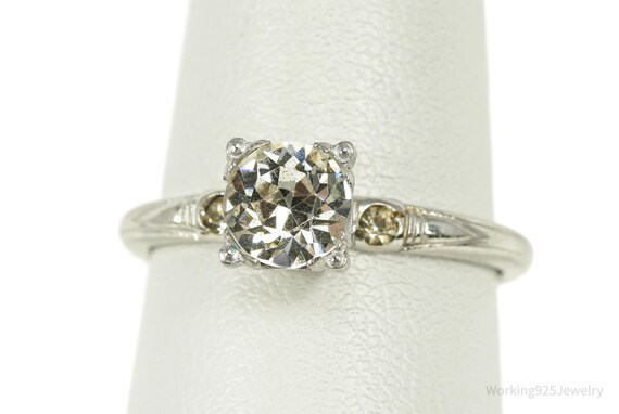 Antique Designer UNCAS MFG Co Rhinestone Sterling Silver Ring - Size 8