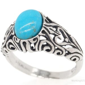 Vintage Turquoise Sterling Silver Ring - Size 6