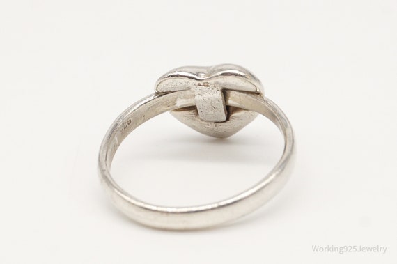 Vintage Sliding Heart Sterling Silver Ring - Size… - image 6