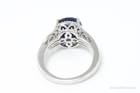 Vintage Art Deco Style Sapphire Sterling Silver R… - image 4