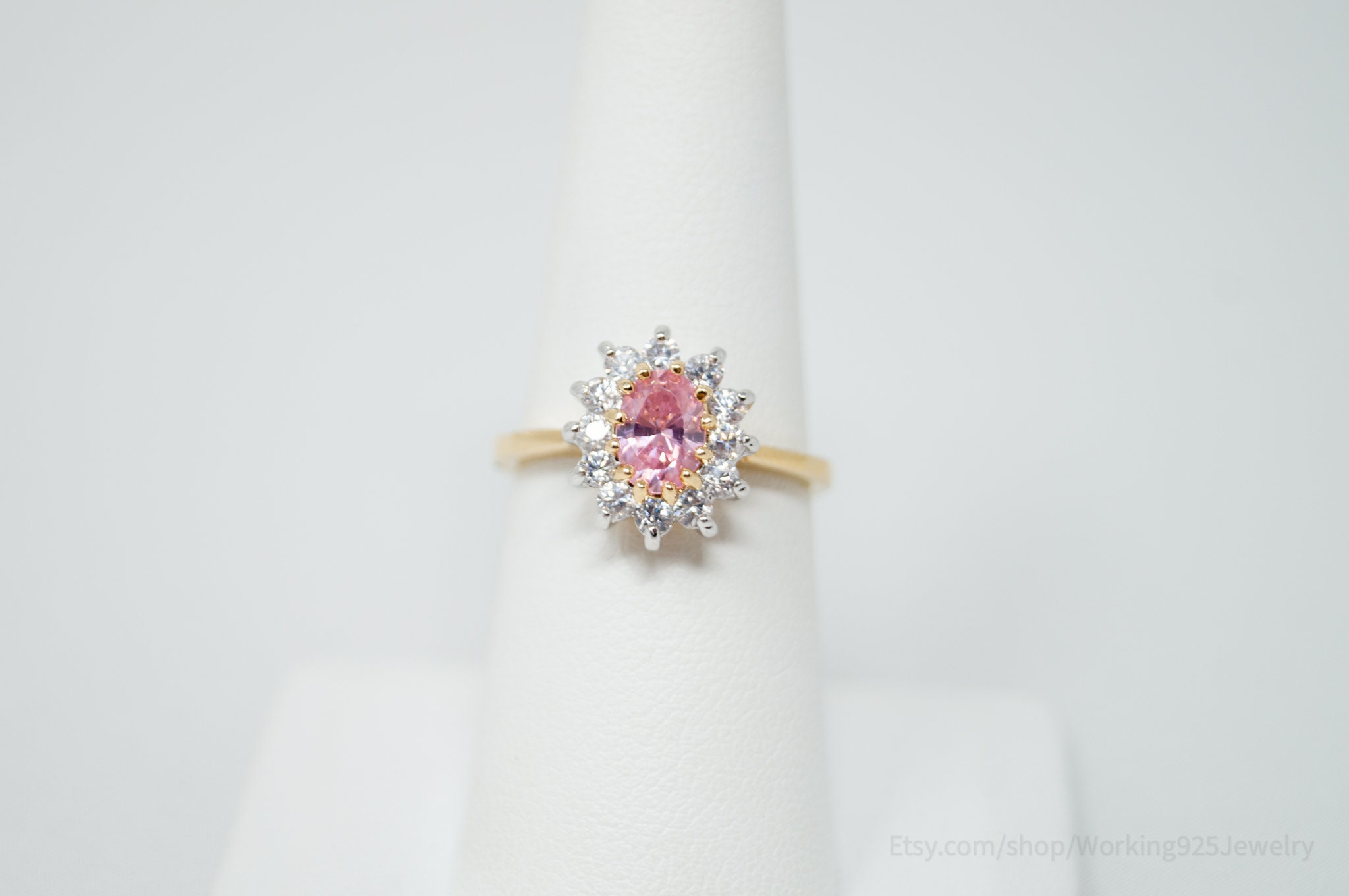Vintage Designer EDCO Pink Topaz Gold Vermeil CZ Ring Sterling | Etsy