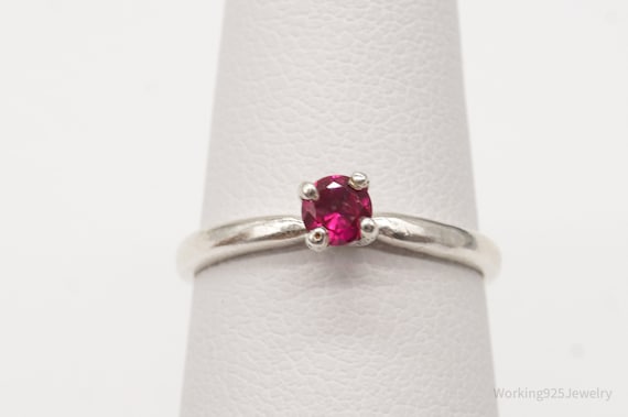 Vintage Ruby Silver Ring - Size 4 - image 2
