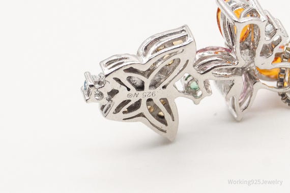 Vintage Multiple Gemstone Butterflies Sterling Si… - image 7