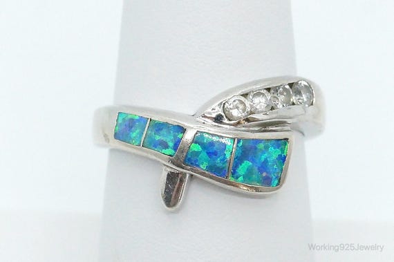 Designer AK Cubic Zirconia Opal Sterling Silver R… - image 2