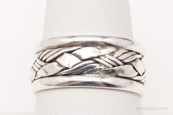 Vintage Weave Braid Sterling Silver Band Ring - S… - image 3