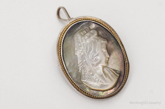 Antique Carved Abalone Shell Woman Cameo 800 Silver P… - Gem