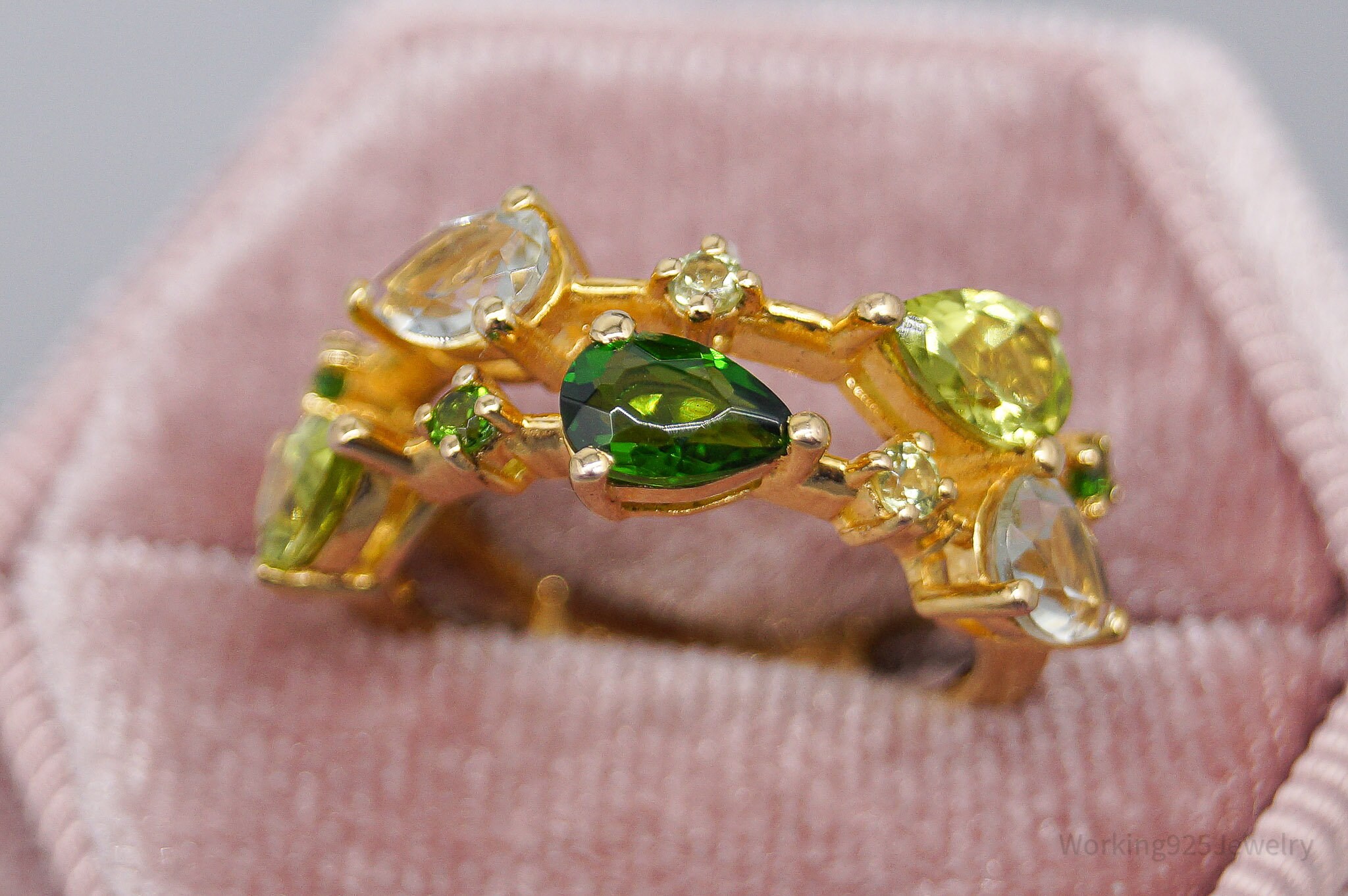 QVC EA Multi Gemstone 14K Yellow Gold Plated Sterling Silver Ring ...
