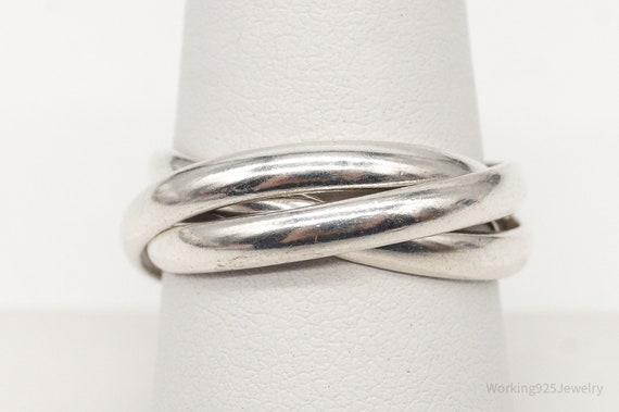 Vintage Intertwined Sleek Modern Sterling Silver … - image 2