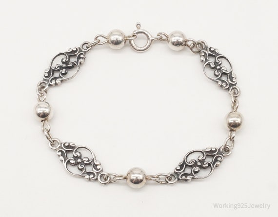 Vintage Art Nouveau Style Sterling Silver Bracelet - image 2