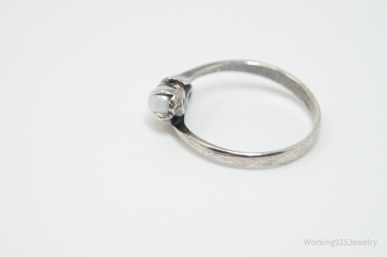 Antique Edwardian Faux Pearl Silver Ring Sz 5.25 image 6