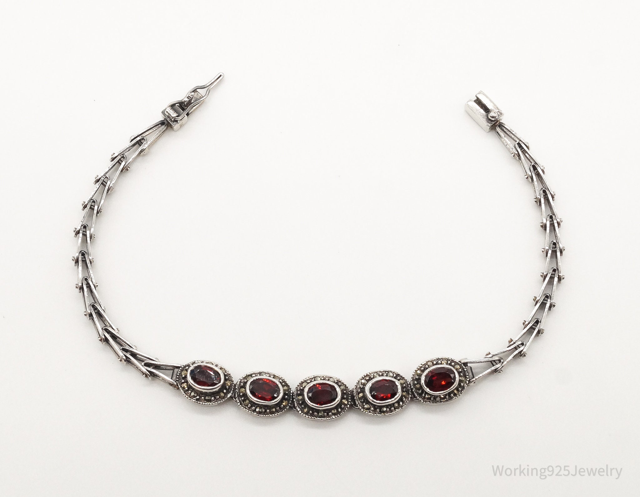 Layoni - Vintage bracelet - Silver and garnet — Parampara