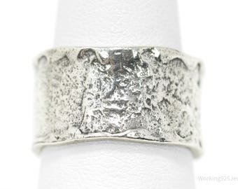 Vintage Brutalist Modernist Style Sterling Silver Ring - Size 8.75