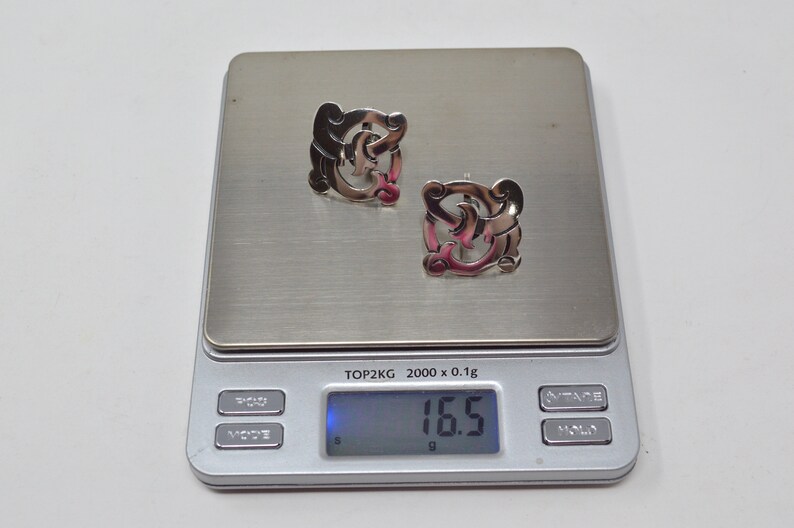 Mexican Artisan Vintage Taxco Mexico Romero Sterling Silver Cutout Screw Back Clip On Earrings 590832368