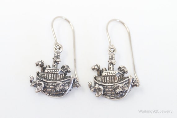 Vintage Noahs Ark Sterling Silver Earrings - image 6