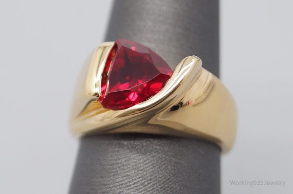 UTC Lab Ruby Gold Over Sterling Silver Ring - Siz… - image 3