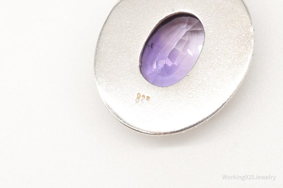 Large Vintage Amethyst Two Tone Sterling Silver P… - image 8