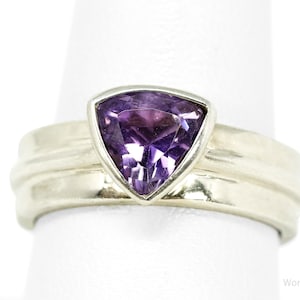 Vintage Amethyst Sterling Silber Ring - Größe 9
