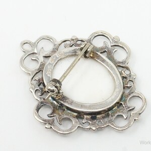 Vintage Designer Jez Flower Cross Stitch Look Picture Sterling Silver Pin Brooch image 8