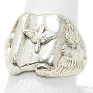 RARE Vintage WW2 US ARMY Air Force Sterling Silver Ring - Size 9.5