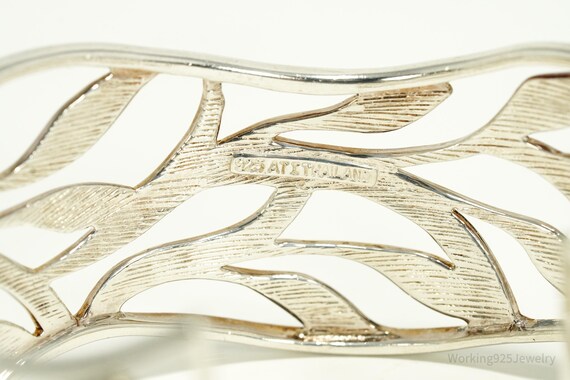 Vintage Leaf Pattern Sterling Silver Cuff Bracele… - image 5
