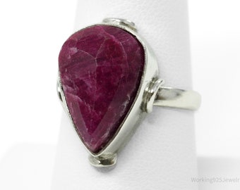 Vintage Natural Ruby Sterling Silver Ring - Size 8.25