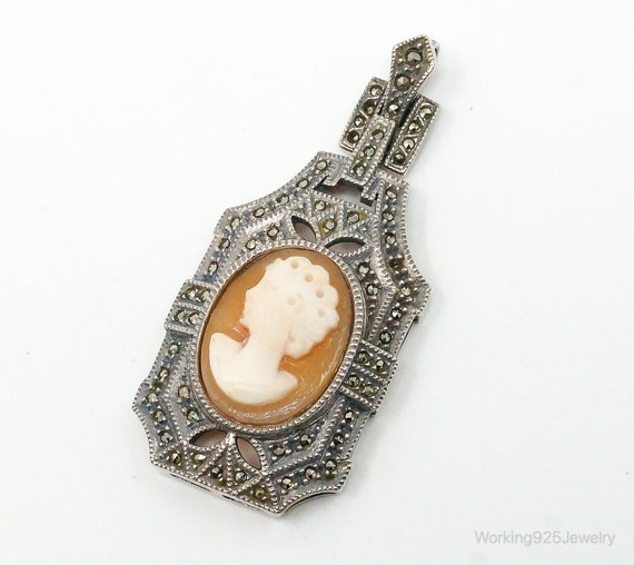 Vintage Judith Jack Carved Shell Lady Cameo Marca… - image 1