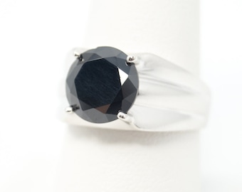 Vintage Black Onyx Sleek Sterling Silver Ring - Sz 8