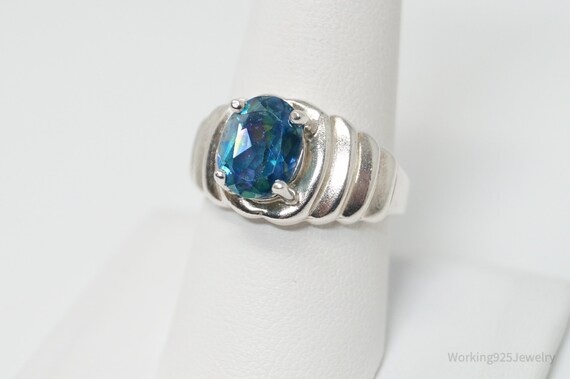 Vintage Art Deco Blue Topaz Sterling Silver Ring … - image 3